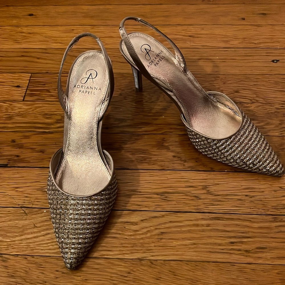 Adrianna Papell Gold Silver Metallic Slingback - W9 EU 39